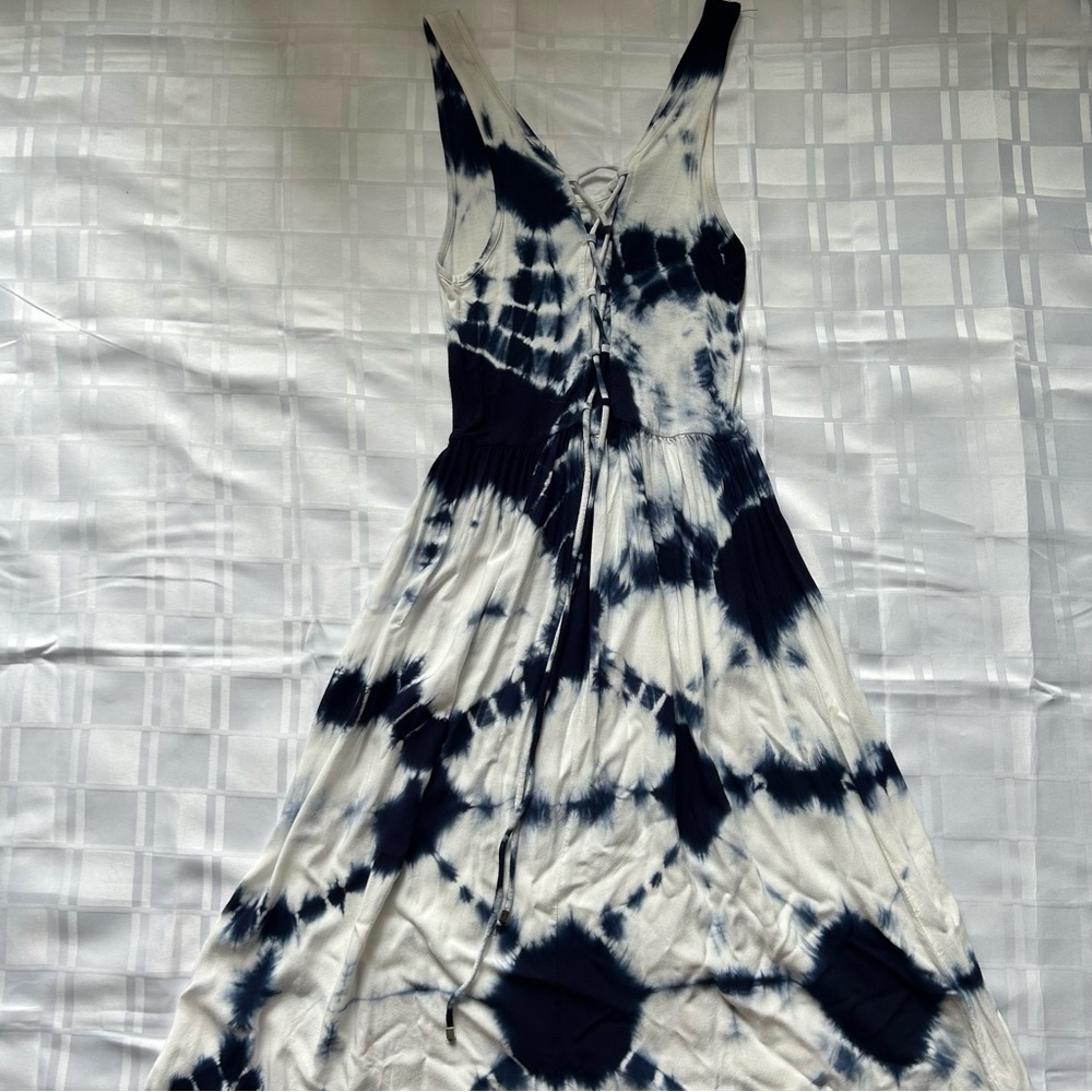 Dex Blue & White Tie Dye Maxi Length Tank Top Style Dress - Picture 14 of 16